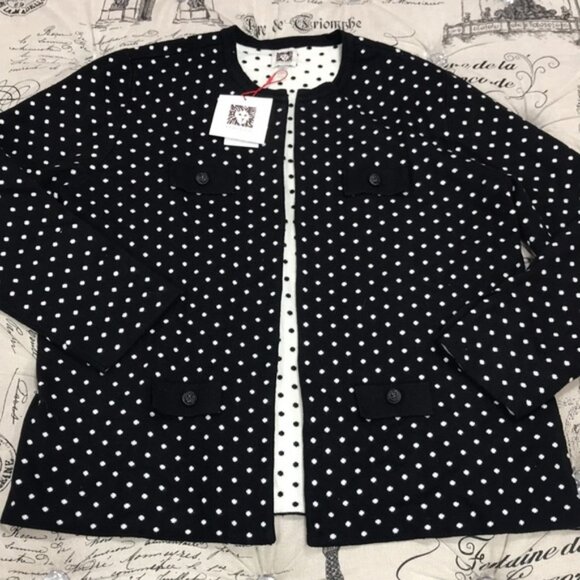 Anne Klein Dot Jacquard Cardigan - Picture 3 of 9